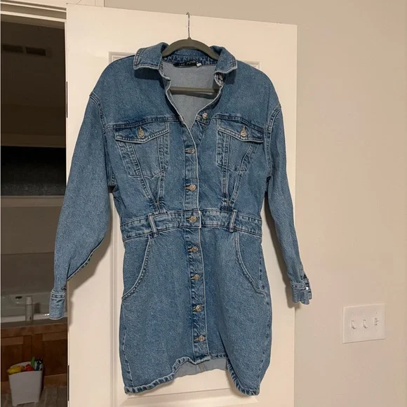 Zara Denim Button-Up Women's Dress - Picture 1 of 3